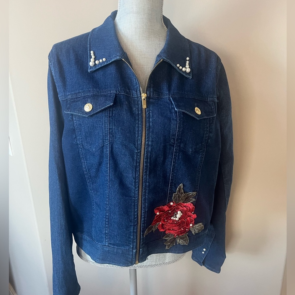 Bianca Nygård Jean Jacket with removable rose embroidery patch
